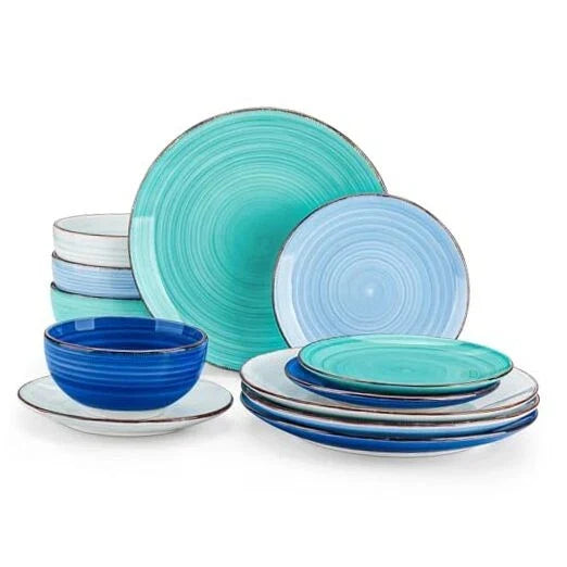 Bonita Dinnerware Set Blue Stoneware 12 Service for 4 (12 pcs) Bonita Blue