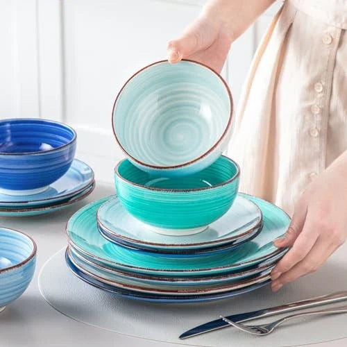 Bonita Dinnerware Set Blue Stoneware 12 Service for 4 (12 pcs) Bonita Blue