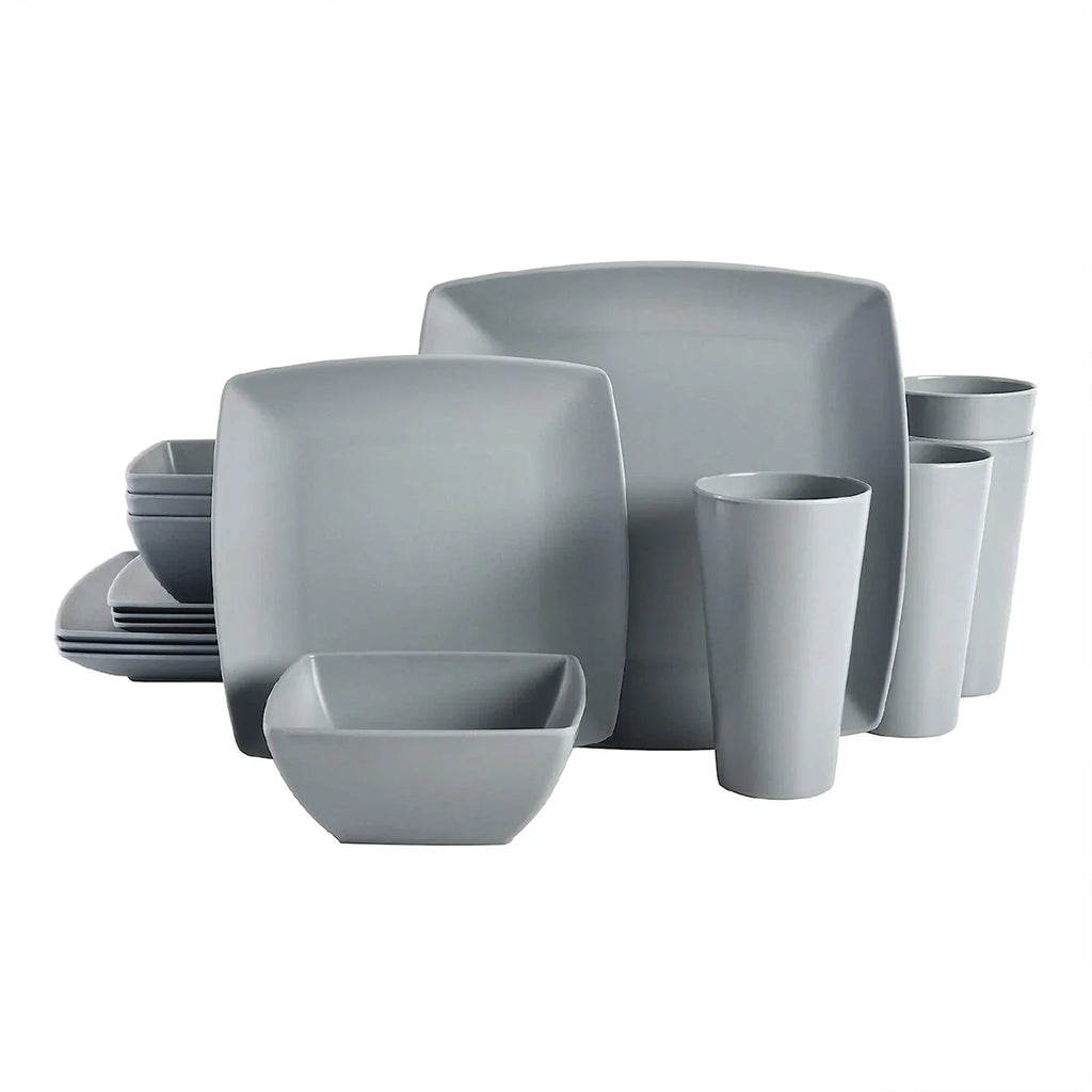 16 Piece Melamine Dinnerware Set Plates, Bowls, & Cups (Open Box)