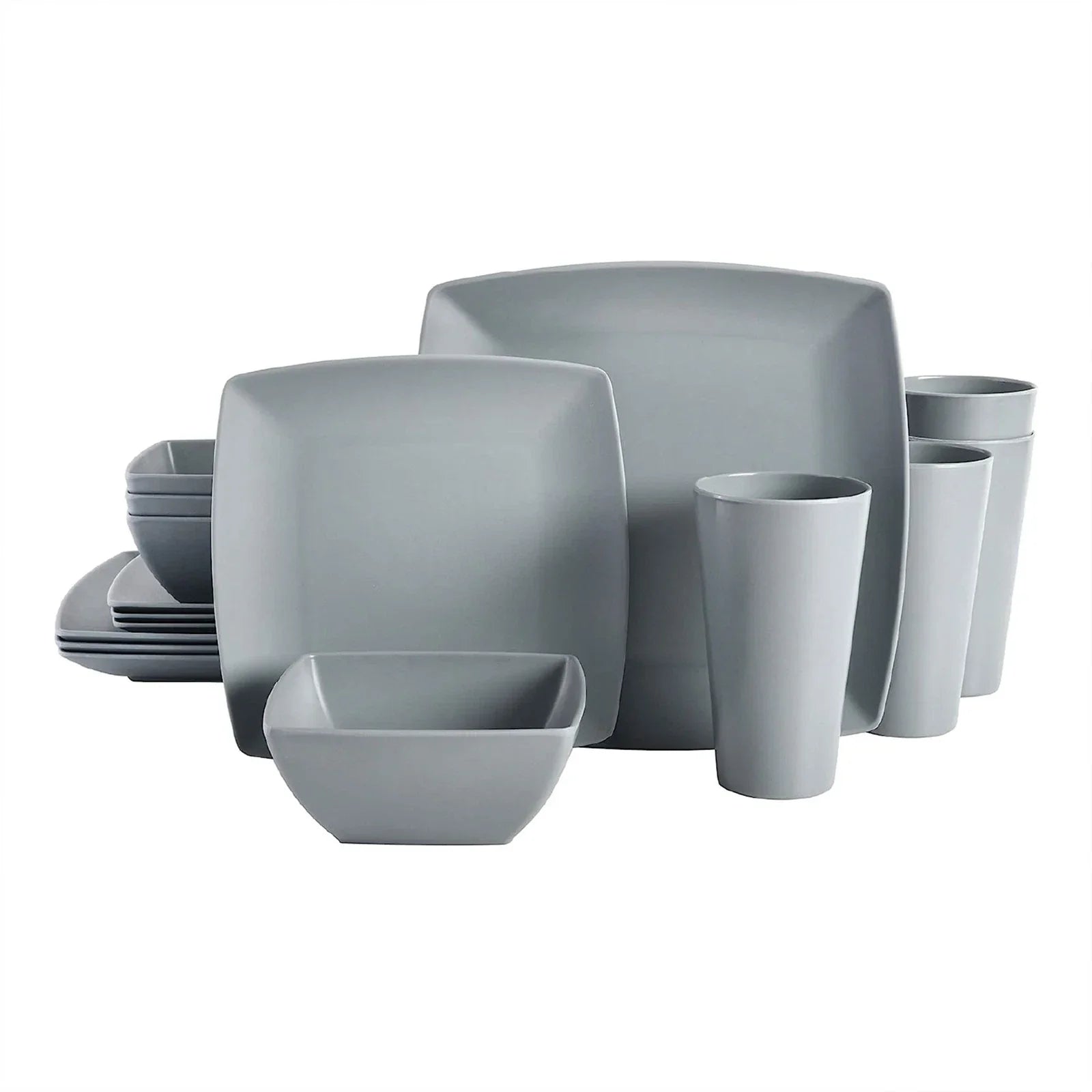 16 Piece Melamine Dinnerware Set Plates, Bowls, & Cups (Open Box)