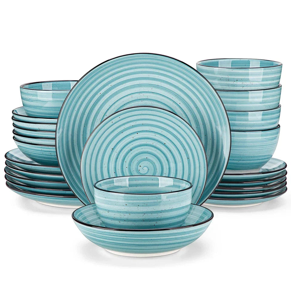 24pc Dinner Set Dinnerware Porcelain Plates Bowls Set for 6