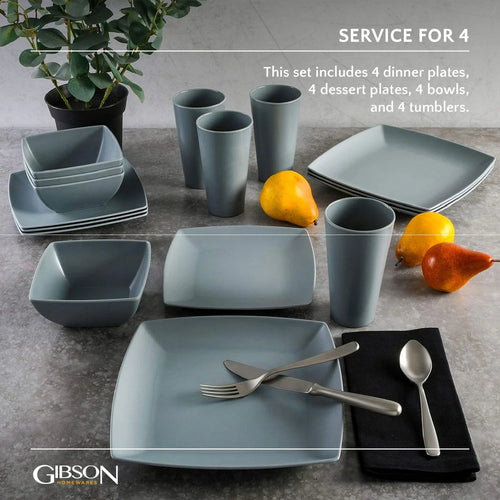 16 Piece Melamine Dinnerware Set Plates, Bowls, & Cups (Open Box)